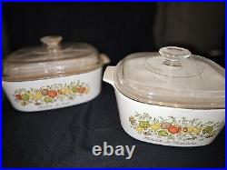 Cirning Ware La Marjolaine Spice of Life Cassarole Dise 2 & 3 Quarts Dishes