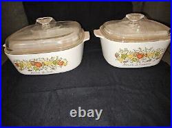 Cirning Ware La Marjolaine Spice of Life Cassarole Dise 2 & 3 Quarts Dishes