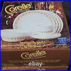 Corelle Livingware by Corning Vintage 70's SEALED Butterfly Gold 16 Piece Set