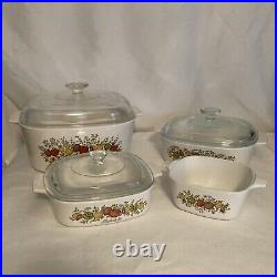 Corning Spice of Life Spice O' Life 7 pc Lot Set Casserole Dishes Lids For 3