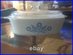 Corning Ware 1 Quart Casserole Dish with Lid Blue Cornflower A1B Vintage USA