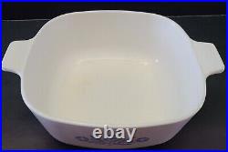 Corning Ware 1958-1959 Blue Cornflower 1 QT Square Casserole Dish C-30 Vintage