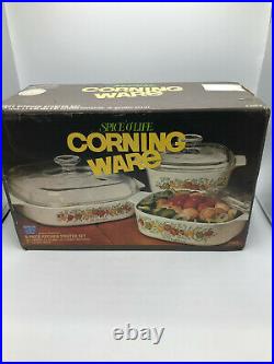 Corning Ware 1984 Vintage SPICE O LIFE 6 piece starter set NIB (CT)