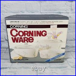 Corning Ware 1986 Shadow Iris 6002137 6-Piece Trio Set Covered Casserole New