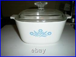 Corning Ware Blue Cornflower Casserole Dish + Lid 1 3/4 Quart Vintage P-1-3/4-B