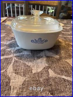 Corning Ware Blue Cornflower Casserole Dish + Lid 2 1/2 Quart Vintage P-2-1/2-B