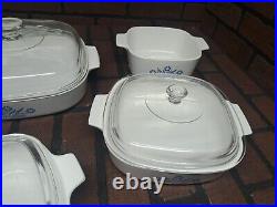 Corning Ware Blue Cornflower Casserole Dish Set Of 5 Four With Lids Vintage