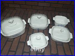 Corning Ware Blue Cornflower Casserole Dish Set Of 5 Four With Lids Vintage