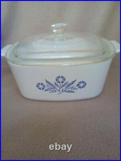 Corning Ware Blue Cornflower Dish + Lid 1 3/4 Quart P-1-3/4-B Vintage 1961-66