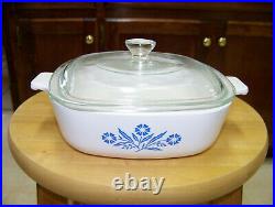 Corning Ware Blue Cornflower Dish + Lid 1 Quart P-1-B Vintage 1961-66