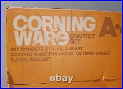 Corning Ware Floral Bouquet A444 Quartet Set Vintage