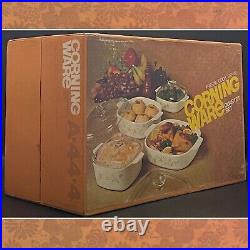 Corning Ware Floral Bouquet NOS A444 Quartet Set 3rd Edition 1971-73 Made in USA