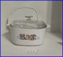 Corning Ware Garden Cat 3 Qt Casserole With Glass And Rubber Lids