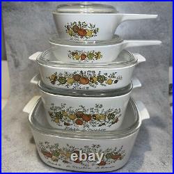 Corning Ware L'Echalote 10pc Casserole Set with Glass Lids, White Oven Dishes