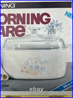 Corning Ware NOS 5 Qt Quart Country Cornflower Casserole Dish In Box A-5-337