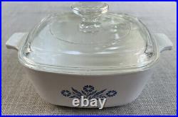 Corning Ware P 1 1/2 B 1.5 Qt Cornflower Casserole & Lid VTG rare EUC Authentic