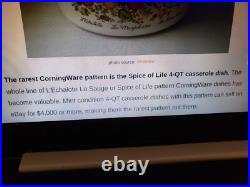 Corning Ware SPICE of LIFE B -4- B 4 QT. Round Casserole Bowl Dimpled Lid RARE