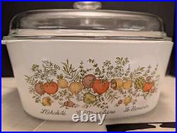 Corning Ware Spice Of Life Pyrex Glass Lid Covered Casserole Dish 5 Quart Unused