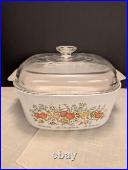 Corning Ware Spice Of Life Pyrex Glass Lid Covered Casserole Dish 5 Quart Unused