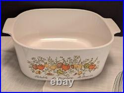 Corning Ware Spice Of Life Pyrex Glass Lid Covered Casserole Dish 5 Quart Unused