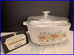 Corning Ware Spice Of Life Pyrex Glass Lid Covered Casserole Dish 5 Quart Unused