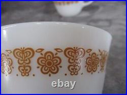 Corning Ware Tea Cup Set Butterfly Gold Milk Glass Floral Vintage 2 Piece