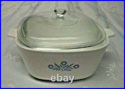 Corning Ware Vintage Blue Cornflower Casserole Dish + Lid 2 1/2 Quart P-2-1/2-B