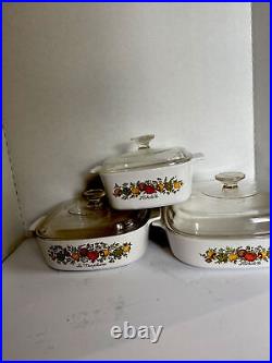 Corning Ware Vintage Spice Of Life Lot 3 Sets Of Baking Casserole Dishes Lids