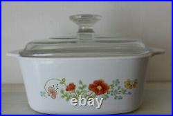 Corning Ware Wildflower Rare Pattern Produced from 1977-1984 1.5 Liter with Lid