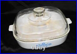 Corning cornflower blue 2 Quart Square Casserole with Lid