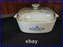 CorningWare Pyrex Vtg Cornflower Blue 4qt Casserole Dish A-84-B Lid A-12-C LOOK