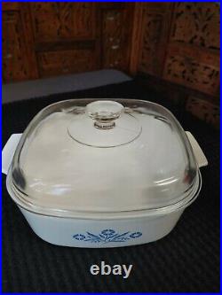 CorningWare Pyrex Vtg Cornflower Blue 4qt Casserole Dish A-84-B Lid A-12-C LOOK