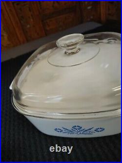 CorningWare Pyrex Vtg Cornflower Blue 4qt Casserole Dish A-84-B Lid A-12-C LOOK