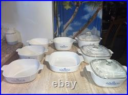 Corningware blue cornflower 11 piece set. Three Lids Are Interchangeable Corningware blue cornflower 11 piece set. Three Lids Are Interchangeable