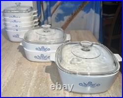 Corningware blue cornflower 11 piece set. Three Lids Are Interchangeable Corningware blue cornflower 11 piece set. Three Lids Are Interchangeable
