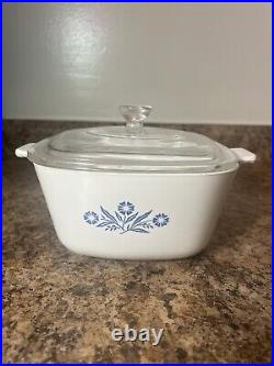 EXTREMELY RARE Vintage Pyrex Corning Wear Blue Cornflower Corningwear Dish & Lid