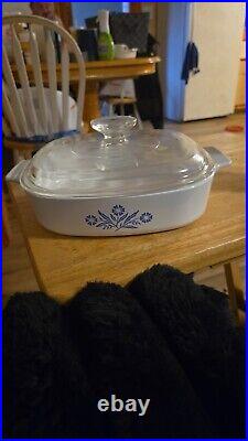 Extremely Rare Vintage Corning Ware Blue Flower Casserole Dish A-8-b 8×8×3/4 In