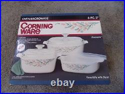 FACTORY Sealed Vintage Corning Ware Rosemarie 6 piece Casserole Dishes Set