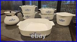 Lot of 11 Pcs 1960-70's Vintage Corning Ware Blue Cornflower Casserole