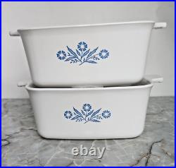 Lot of 2 Corning Ware P-4-B Baking Dishes Cornflower 7x5 1/2x3 Vintage Rare Set