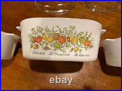 Lot of 3 Vintage Corning Ware Spice of Life Covered Casserole 2 WithPyrex Lids