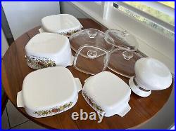 Lot of 5 Vintage Corning Ware Spice of Life Covered Casserole Set WithPyrex Lids