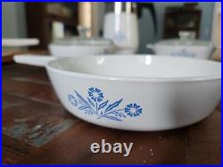Lot of 6 Vintage Corning Ware Blue Cornflower Casserole Baking Dishes with6 Lids