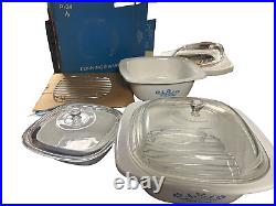 NEW OLD STOCK? 2x Vintage Corning Ware Cornflower Dutch Oven + 7 Warmer/Dish