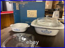 NEW OLD STOCK? 2x Vintage Corning Ware Cornflower Dutch Oven + 7 Warmer/Dish