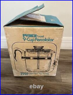 NEW OLD STOCK Vintage Corning Pyrex Ware 9 Cup Model 7759 Percolator coffee pot