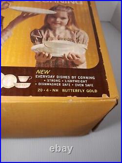 NOS NEW Butterfly Gold Corelle Livingware by Corning 20 Pc. Vintage 70's 20-4-NH