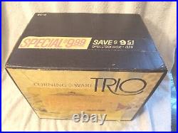 New In Unopened Box Vintage Corning Ware Trio Cornflower Covered Casserole Set