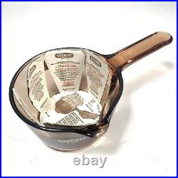 New Set 6 Vintage Retro Vision Pans Corning Amber Glass Saucepans French
