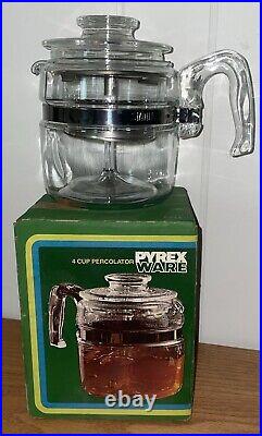 New VINTAGE Corning Pyrex Ware 4 Cup Model 7754 Percolator Coffee Pot NEVER USED